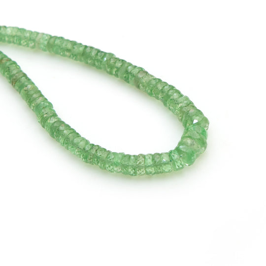 Natural Tsavorite Faceted Wheels Beads, 3 mm To 6 mm, Tsavorite Coin Beads, Green Tsavorite Heishi Gemstone, Tsavorite Jewelry Making Beads