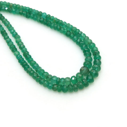 Zambian Emerald Faceted Rondelle Gemstone Beads, 3 mm To 6 mm, Natural Green Emerald Beads, Emerald Beads For Jewelry Making, 18 Inches