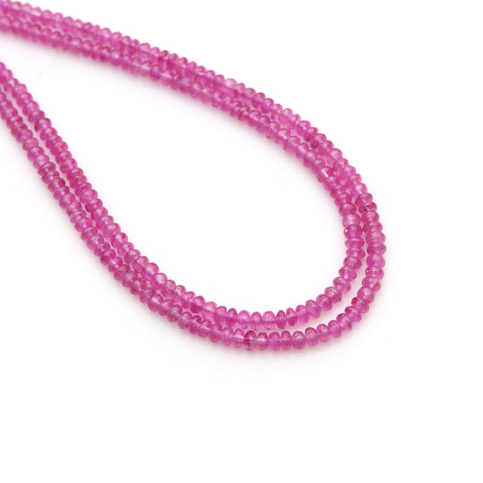 Natural Pink Sapphire Smooth Rondelle Beads, 2.5 mm To 3 mm, Pink Sapphire Jewelry Making Beads, 18 Inches Full Strand, Price Per Strand
