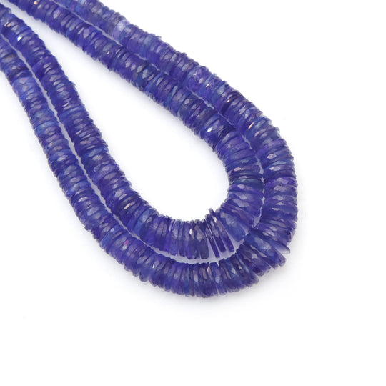 High Quality AAAA+ Blue Tanzanite Faceted Heishi Beads, 4 mm To 11 mm, Tanzanite Flat Round Cut Gemstone For Jewelry, December Birthstone