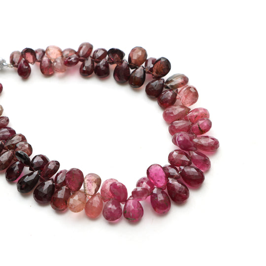 トルマリン ファセット ペア ビーズ、5.5x9 mm ～ 7x10 mm、トルマリン ペア シェイプ ビーズ、ファセット トルマリン ペア、8 インチ ストランド、1 ストランドあたりの価格