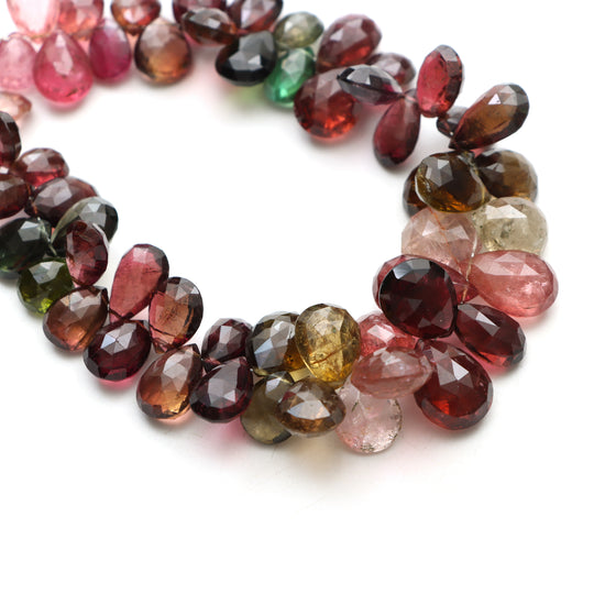 Multi Tourmaline Faceted Pear Beads, 8x9 mm to 10x15 mm, Tourmaline Pear Shape Beads, Faceted Tourmaline Pear, 8 Inches Strand, Price Per Strand