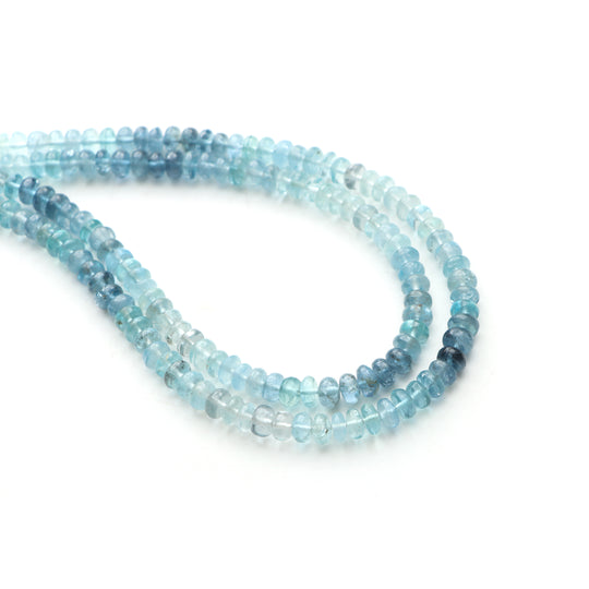 Multi Aquamarine Smooth Rondelle Beads, 5 mm to 5.5 mm, Plain Aquamarine Rondelle Beads, Aquamarine Beads, 18 Inch Strand, Price Per Strand