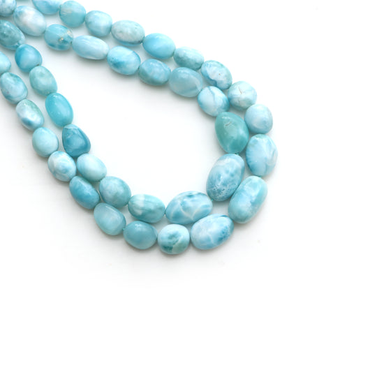Larimar Smooth Tumble Beads, 8.5x10 to 12x17 mm, Plain Larimar Tumble, Larimar Jewelry Making Beads, 16 Inch Strand, Price per Strand