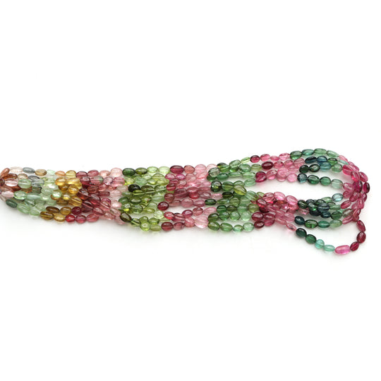 Multi Tourmaline Smooth Tumble Beads, 5x7 mm to 5x7.5 mm, Plain Tourmaline Tumble Beads, Top Drill Tumble, 18 Inch Strand, Price Per Strand