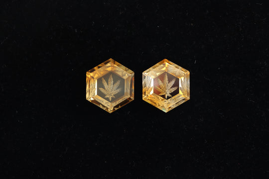 Citrine hexagon shape intaglio carving loose gemstone| 16x18 mm| Citrine carving| Citrine cut stone| Hexagon cut carving| Pair of 2 pieces|
