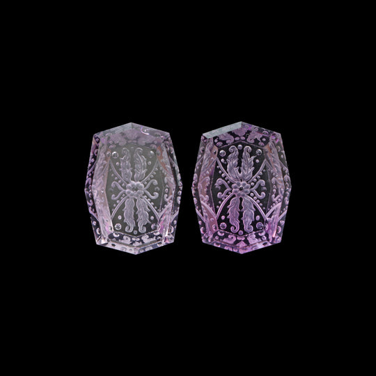 Amethyst Octagon Intaglio Carving Loose Gemstone, 15x20 mm, Amethyst Octagon Shape Gemstone, Amethyst Octagon Carving, 2 Pair