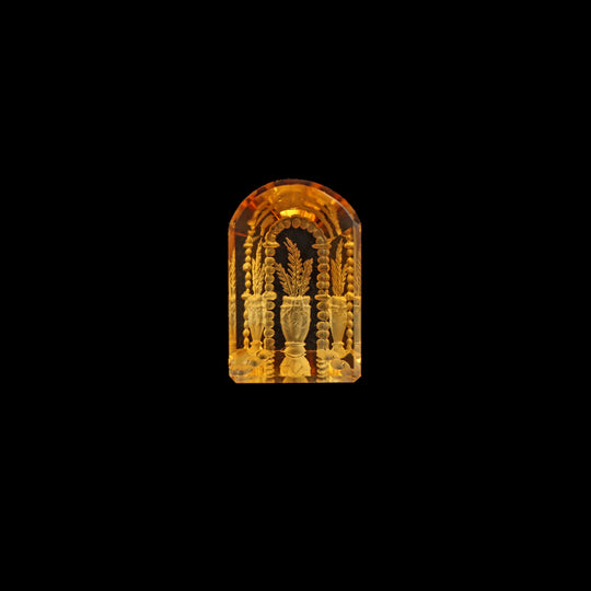 Citrine door shape intaglio carving loose gemstone| 13x20 mm| Citrine door carving| Citrine cut stone| Door shape carving| Set of 1 piece|