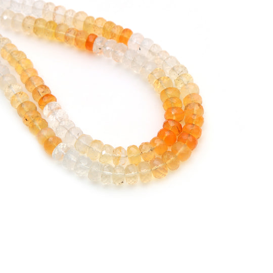 Mexican Fire Opal Shaded Faceted Rondelle Beads, 6 mm To 7 mm, Ombre Fire Opal Beads, Orange Fire Opal Beads, 8 Inch, 18 inch Full Strand
