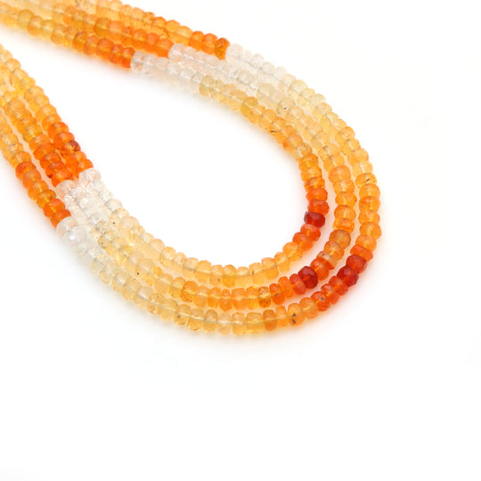 Natural Mexican Fire Opal Shaded Faceted Rondelle Beads, 4 mm, Shaded Fire Opal Beads, 8 Inch, 18 inch Full strand