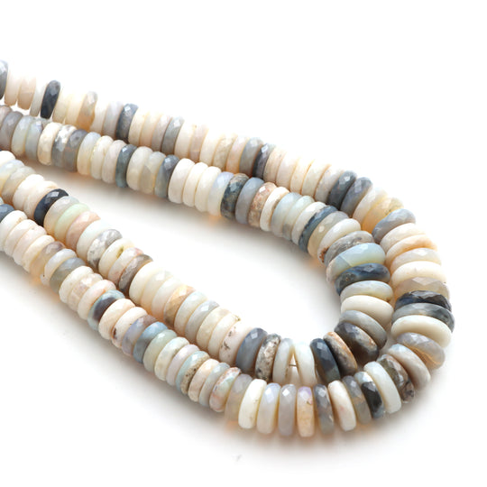 Australian Opal Faceted Tyre Beads, 6 mm to 10 mm, Faceted Opal Tyre Beads, Faceted Australian Opal Beads, 17 Inch Strand, Price Per Strand