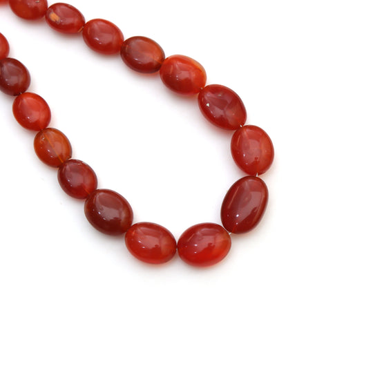 Dark Orange Mexican Fire Opal Smooth Tumble Beads, 6x8 mm To 11.5x16 mm, Fire Opal Tumble Jewelry Making Beads, 18 Inches Full Strand