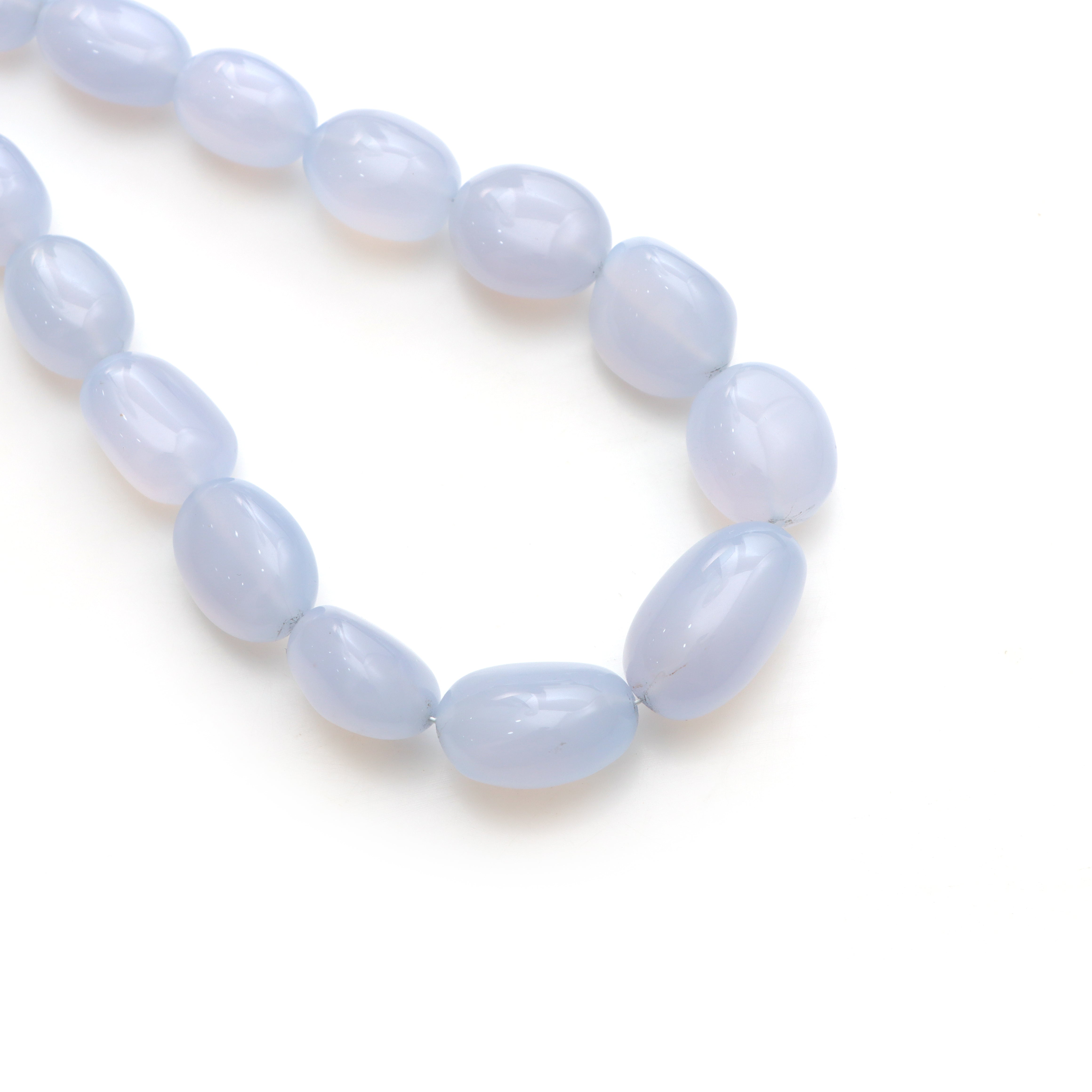 Blue Chalcedony Smooth Tumble Beads, to 16x24 mm