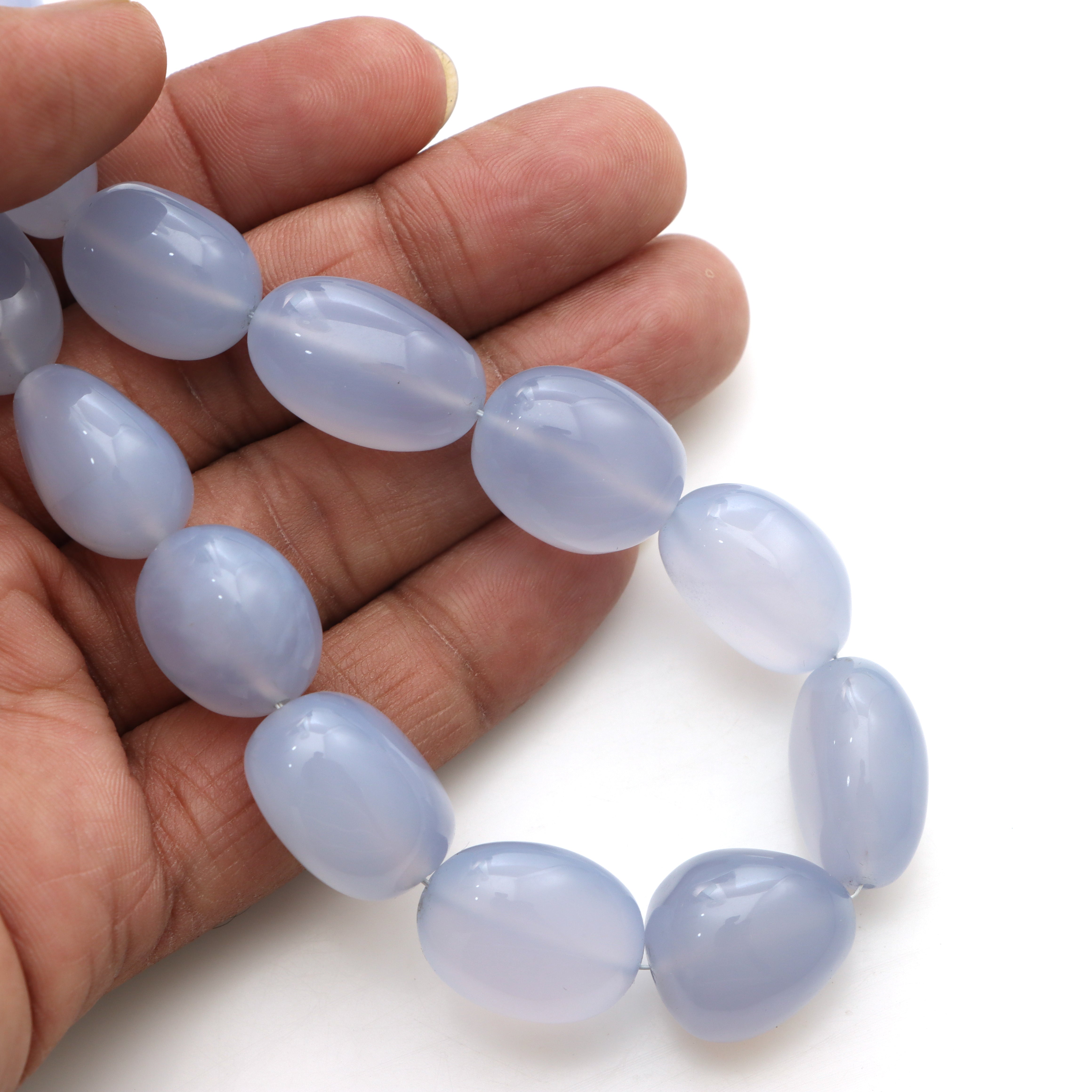 Blue Chalcedony Smooth Tumble Beads, 12x17 to mm1