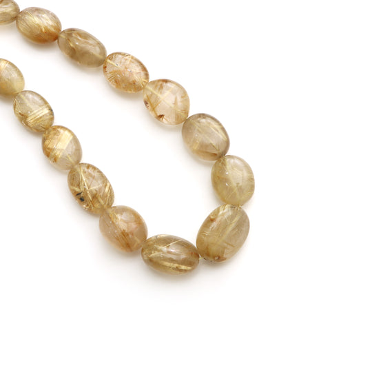 Natural Golden Rutile Smooth Tumble Strand, 9x11 to 17.5x22.5 mm, Golden Rutile Jewelry Making Tumble, 20 Inches Strand, Price Per Strand