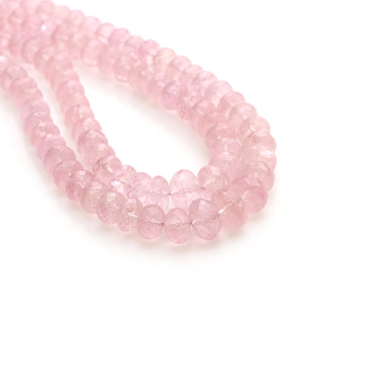 Morganite Faceted Rondelle Beads, 6 to 11.5 mm, Morganite Jewelry Handmade Gift for Women, 18 Inch Full Strand, Price Per Strand