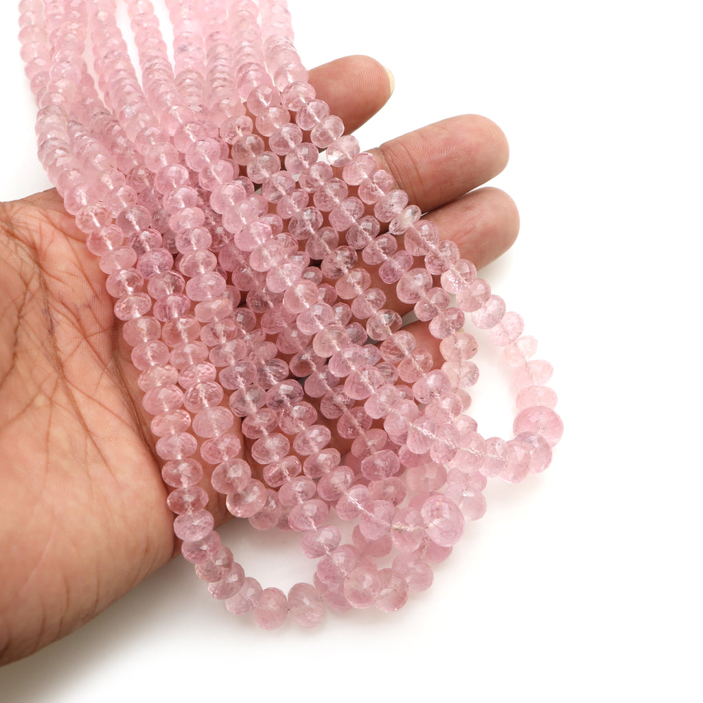 Rose quartz faceted rondelle beads