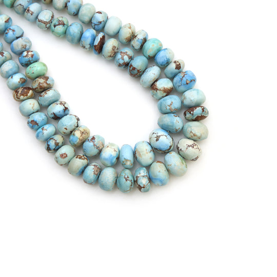 Golden Hill Turquoise Rondelle Beads, Natural Kazakhstan Turquoise, Smooth Blue Gemstone Beads, Jewelry Making Supply, December Birthstone
