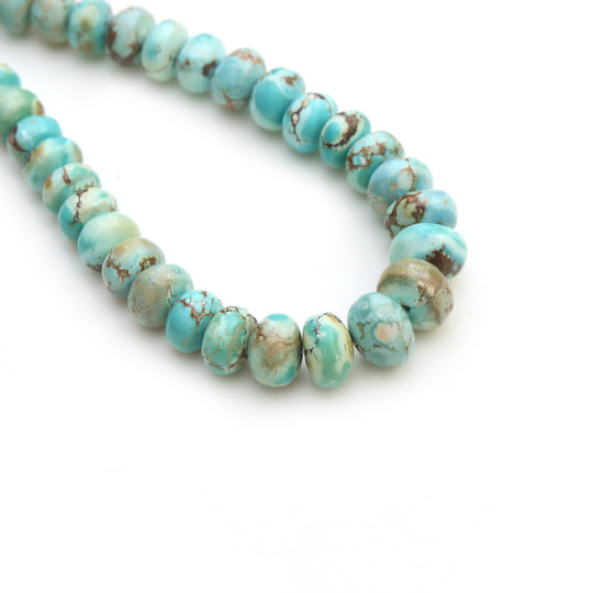 Golden Hills Turquoise Smooth Beads, Natural Blue Turquoise Rondelle Gemstone, Rare Kazakhstan Turquoise Jewelry Making, Boho Artisan Beads