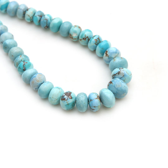 Rare Light-Blue To Lavender Tone Golden Hill Turquoise Smooth Beads, 6 mm To 10.5 mm, Kazakhstan’s Turquoise Beads Jewelry Making, 18 Inches