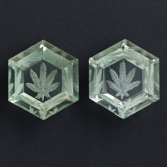Green Amethyst Intaglio Carving Loose Gemstone, 16x18 mm, Green Amethyst Jewelry Making Gemstone, Amethyst Carving, Pair ( 2 Pieces )