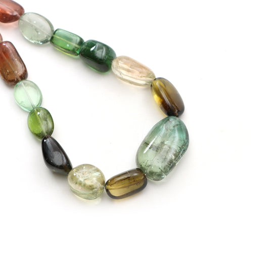 Multi Tourmaline Smooth Tumble Beads, 9x12 mm to 17x25.5 mm , Tourmaline Beads, Plain Tourmaline Tumble, 20 Inch Strand, Price Per Strand