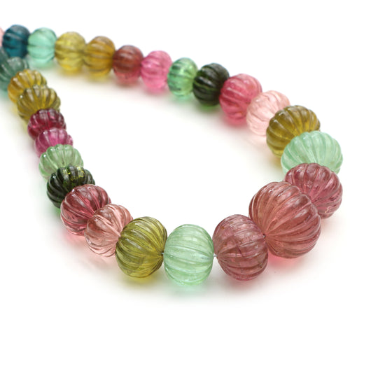 Multi Tourmaline Rondelle Carving Beads, 8 mm to 20 mm, Tourmaline Beads, Tourmaline Rondelle Carving, 20 Inch Strand, Price Per Strand