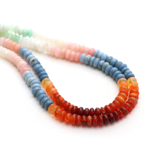 Multi Opal Smooth Rondelle Beads, 5.5 mm, Multi Opal Jewelry Making Beads, Plain Rondelle Opal Beads, 18 Inch Strand, Price Per Strand