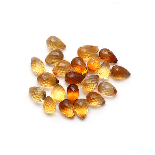 Natural Citrine Faceted Drop Loose Gemstone, 8x10.5 mm to 9x13 mm, Citrine Gemstone, Citrine Drop Cut, Set of 21 Pieces