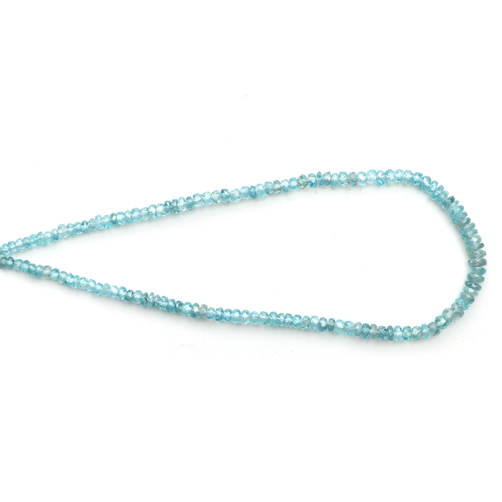 Blue Zircon Faceted Rondelle Beads, 3 To 4.5mm, Zircon Jewelry Making Beads, 11 Inches Full Strand, Price Per Strand