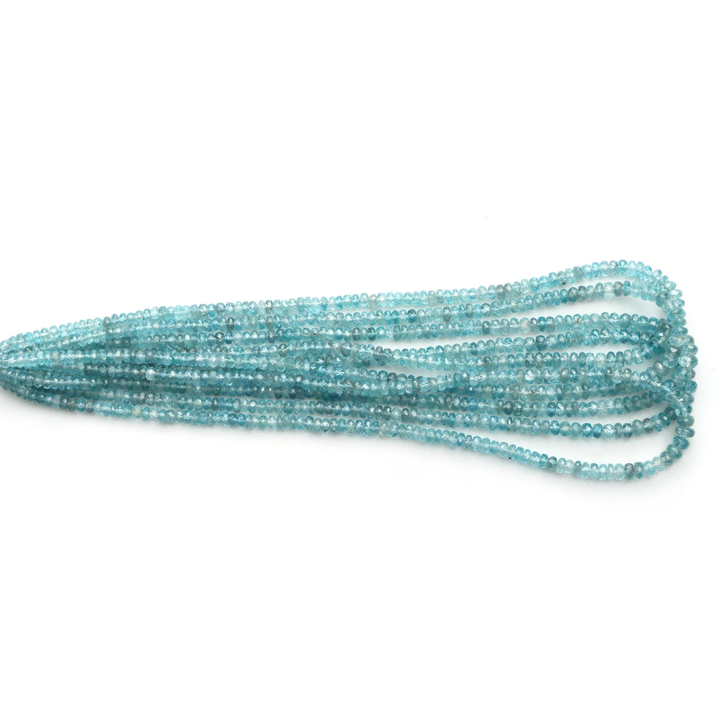 Blue Zircon Faceted Rondelle Beads, 4 To 5.5mm, Zircon Jewelry Making Beads, 18 Inches Full Strand, Price Per Strand