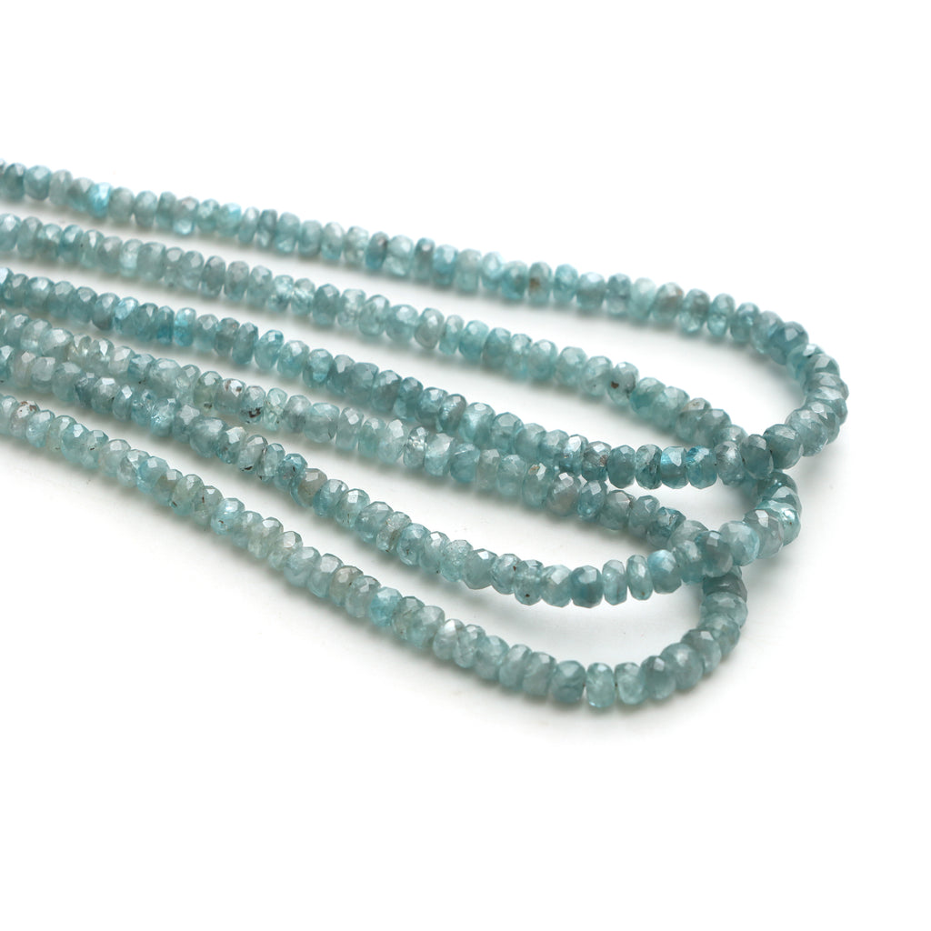Blue Zircon Faceted Rondelle Beads, 3 To 5.5mm, Zircon Jewelry Making Beads, 18 Inches Full Strand, Price Per Strand