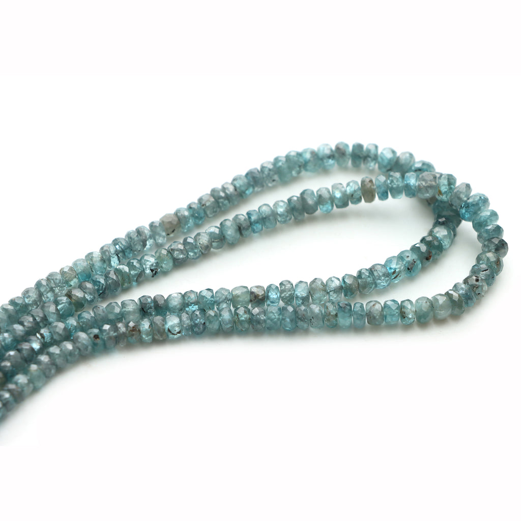 Blue Zircon Faceted Rondelle Beads, 3 To 6mm, Zircon Jewelry Making Beads, 18 Inches Full Strand, Price Per Strand