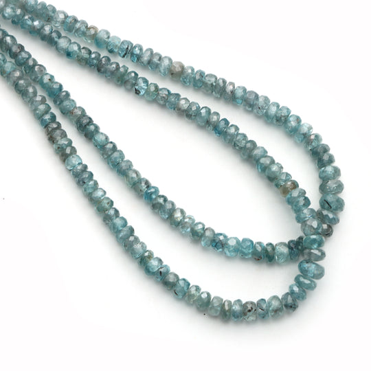 Blue Zircon Faceted Rondelle Beads, 3 To 6mm, Zircon Jewelry Making Beads, 18 Inches Full Strand, Price Per Strand