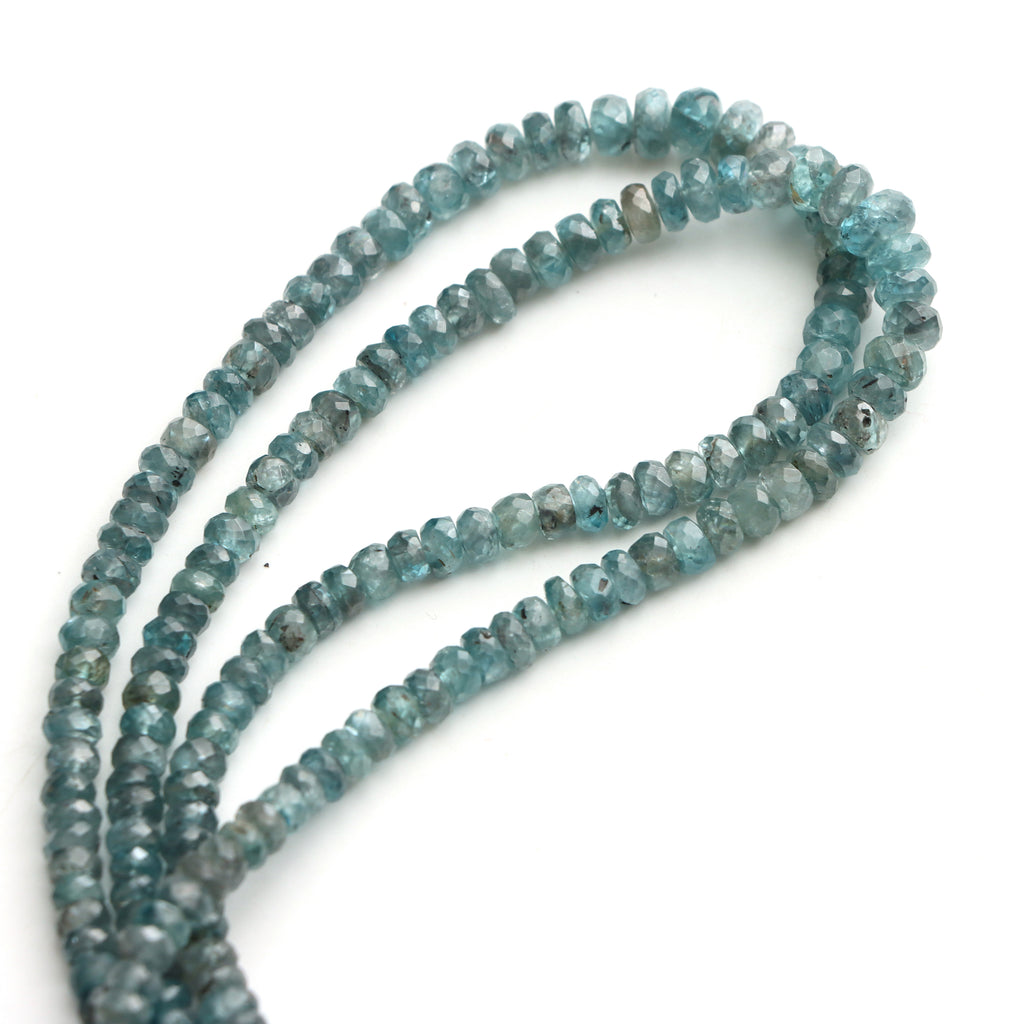 Blue Zircon Faceted Rondelle Beads, 3 To 6mm, Zircon Jewelry Making Beads, 18 Inches Full Strand, Price Per Strand