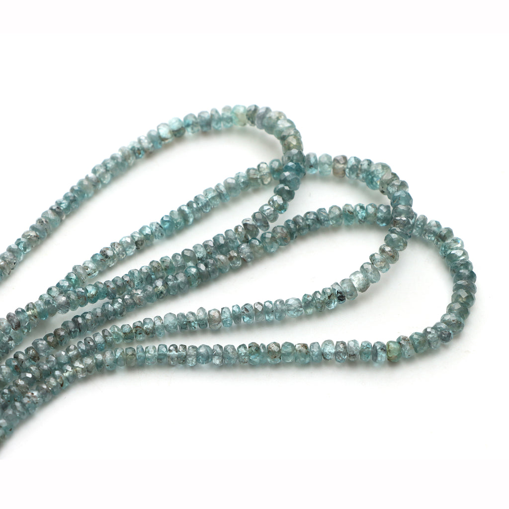 Blue Zircon Faceted Rondelle Beads, 3 To 6mm, Zircon Jewelry Making Beads, 18 Inches Full Strand, Price Per Strand