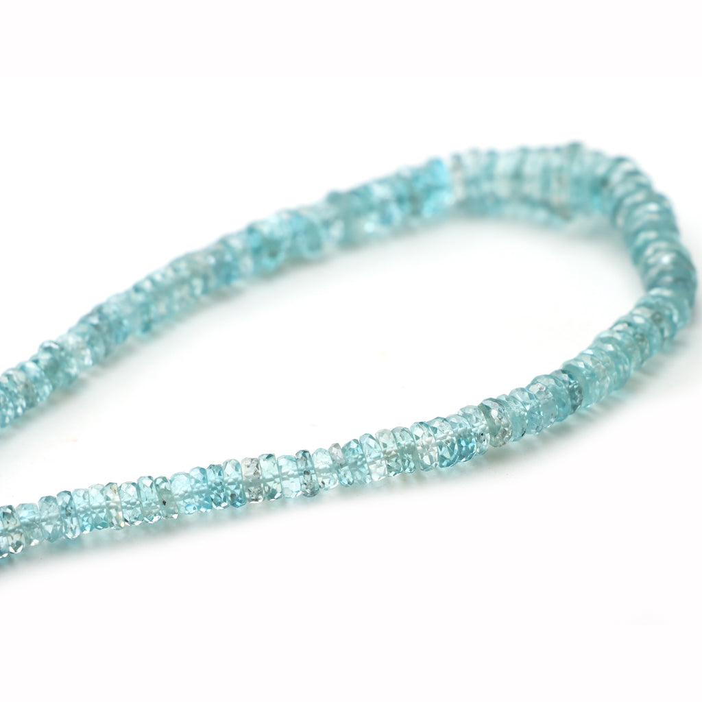 Blue Zircon Faceted Tyre Beads, 4 To 9.5mm, Zircon Jewelry Making Beads, 21 Inches Full Strand, Price Per Strand