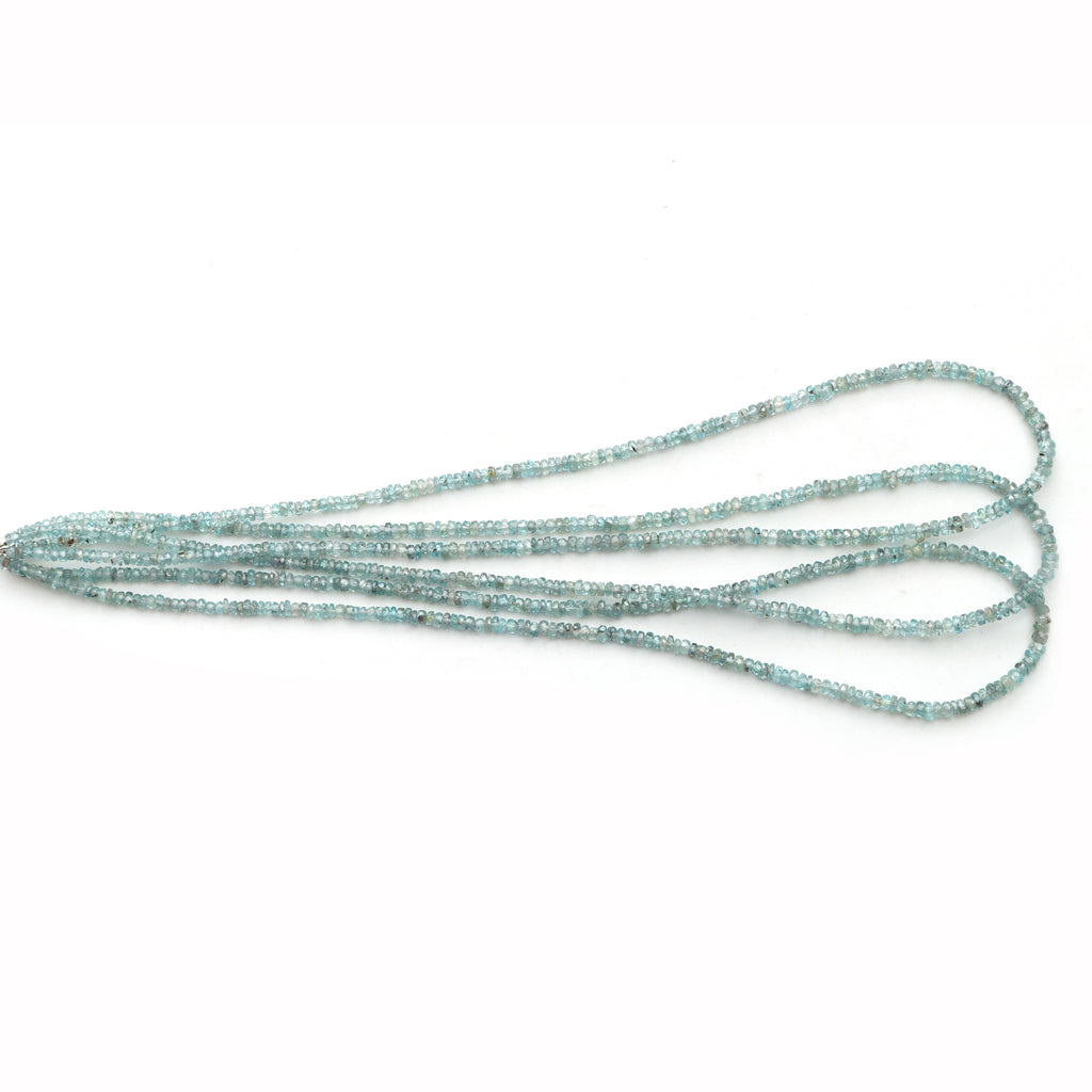 Blue Zircon Faceted Rondelle Beads, 2.5 To 3.5mm, Zircon Jewelry Making Beads, 18 Inches Full Strand, Price Per Strand