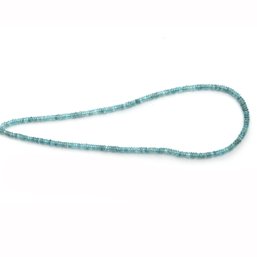 Blue Zircon Faceted Tyre Beads, 4 To 4.5mm, Zircon Jewelry Making Beads, 18 Inches Full Strand, Price Per Strand