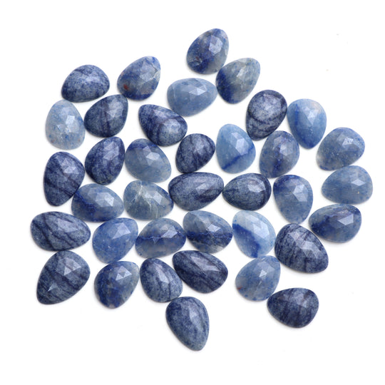 Natural Denim Quartz Faceted Organic Loose Gemstone, 11x14.5 to 12.5x19 mm, Denim Quartz Gemstone, Quartz Organic Cut, Set of 37 Pieces