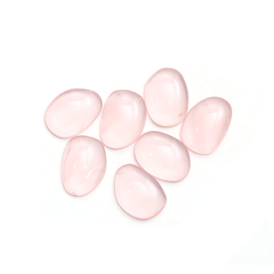 ローズクォーツ スムース オーガニック ルース ジェムストーン、16x22 mm、ローズクォーツ ジェムストーン、プレーン オーガニック キャブ、7 個セット