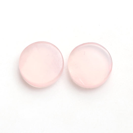 ローズクォーツ スムース ラウンド スライス ルース ジェムストーン、20 x 20 mm、ローズクォーツ ジェムストーン、クォーツ ラウンド キャブ、ペア (2 個)