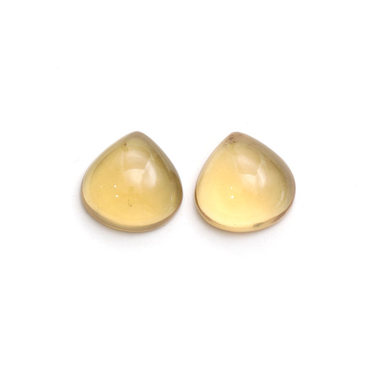 Natural Lemon Quartz Smooth Heart Loose Gemstone, 16x16 mm, Lemon Quartz Gemstone, Plain Heart Cabs, Pair ( 2 Pieces )
