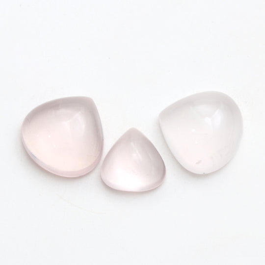 ローズクォーツ スムースハート ルースジェムストーン、12x12 mm ～ 16x16 mm、ローズクォーツジェムストーン、プレーンハートキャブ、3 個セット