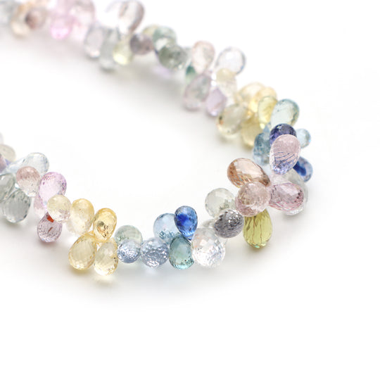 Multi Sapphire Faceted Drop Beads, 4x7 mm to 5x11 mm, Multi Color Drop Beads, Faceted Sapphire Drops, 11 Inches Strand, Price Per Strand