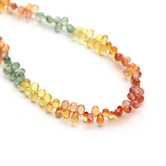 Multi Sapphire Faceted Drop Beads, 2x3 mm to 3x4 mm, Multi Color Drop Beads, Faceted Sapphire Drops, 18 Inches Strand, Price Per Strand