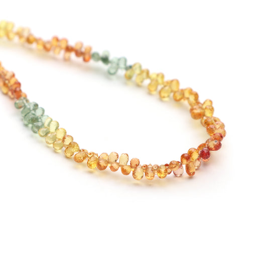 Multi Sapphire Faceted Drop Beads, 2x3 mm to 2.5x3.5 mm, Multi Color Drop Beads, Faceted Sapphire Drops, 18 Inches Strand, Price Per Strand