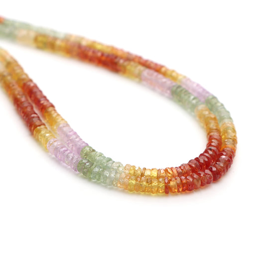 Multi Sapphire Faceted Tyre Beads, 3.5 mm to 4 mm, Sapphire Jewelry Making Beads, Faceted Sapphire Tyre, 18 Inches Strand, Price Per Strand