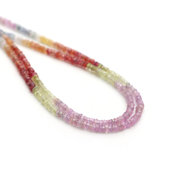 Multi Sapphire Faceted Rondelle Beads, 2 mm to 2.5 mm, Multi Color Beads, Faceted Rondelle Sapphire, 18 Inches Strand, Price Per Strand