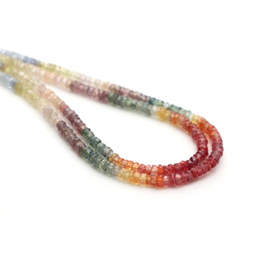 Multi Sapphire Faceted Rondelle Beads, 3 mm, Sapphire Jewelry Making Beads, Faceted Rondelle Sapphire, 18 Inches Strand, Price Per Strand